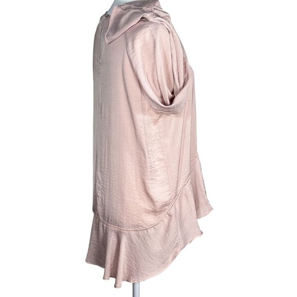 Mossimo Womens Blush Pink Long Sleeve Peplum Blouse Size M - Picture 5 of 7